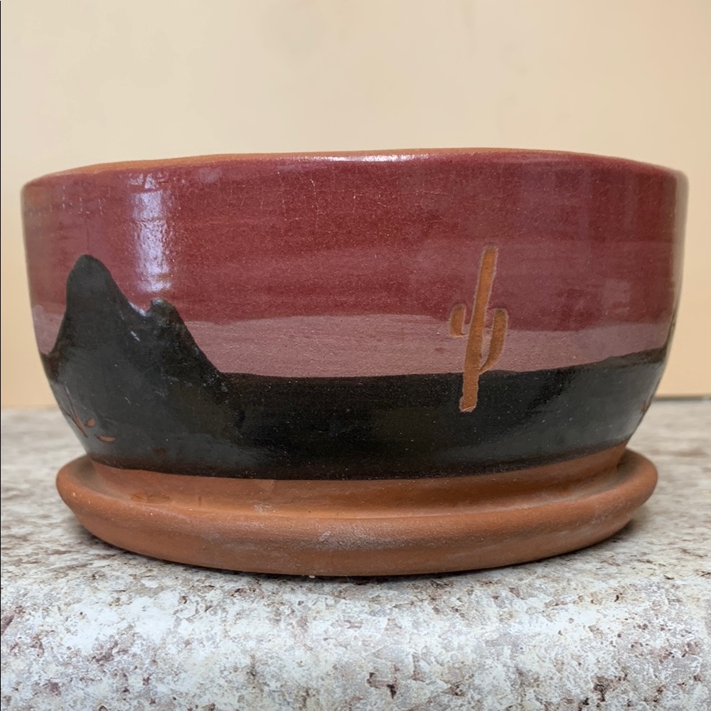 Superstition Stoneware Red and Black Ceramic Art Planter Bowl - Picture 9 of 12